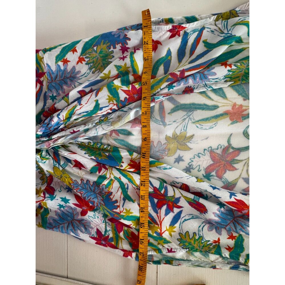 Amiani Floral Twist Front Midi Dress Tropical Print Beach Cover-Up White M - Picture 4 of 8